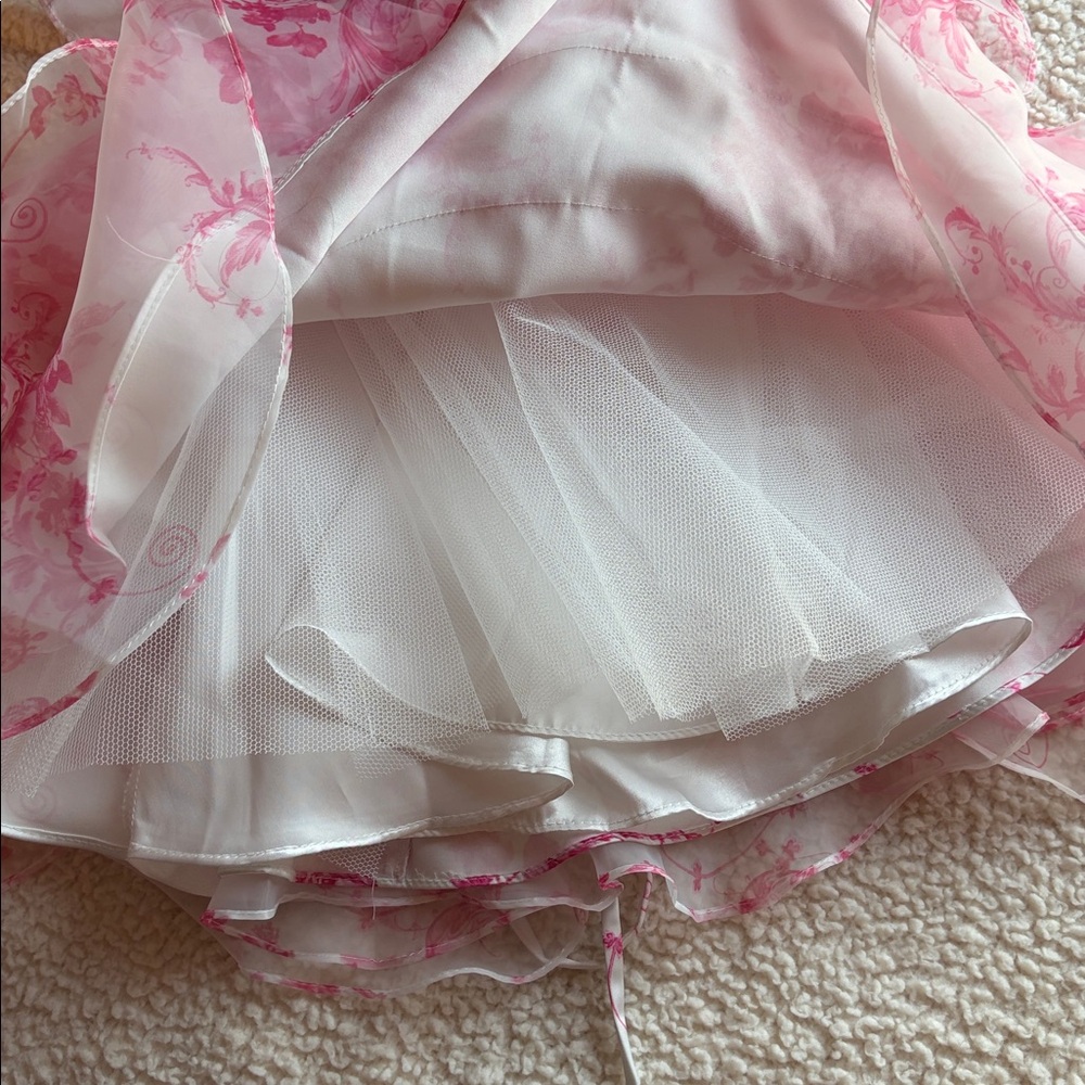 Amelia Couture designer prom homecoming floral dress pink and white - Picture 7 of 8